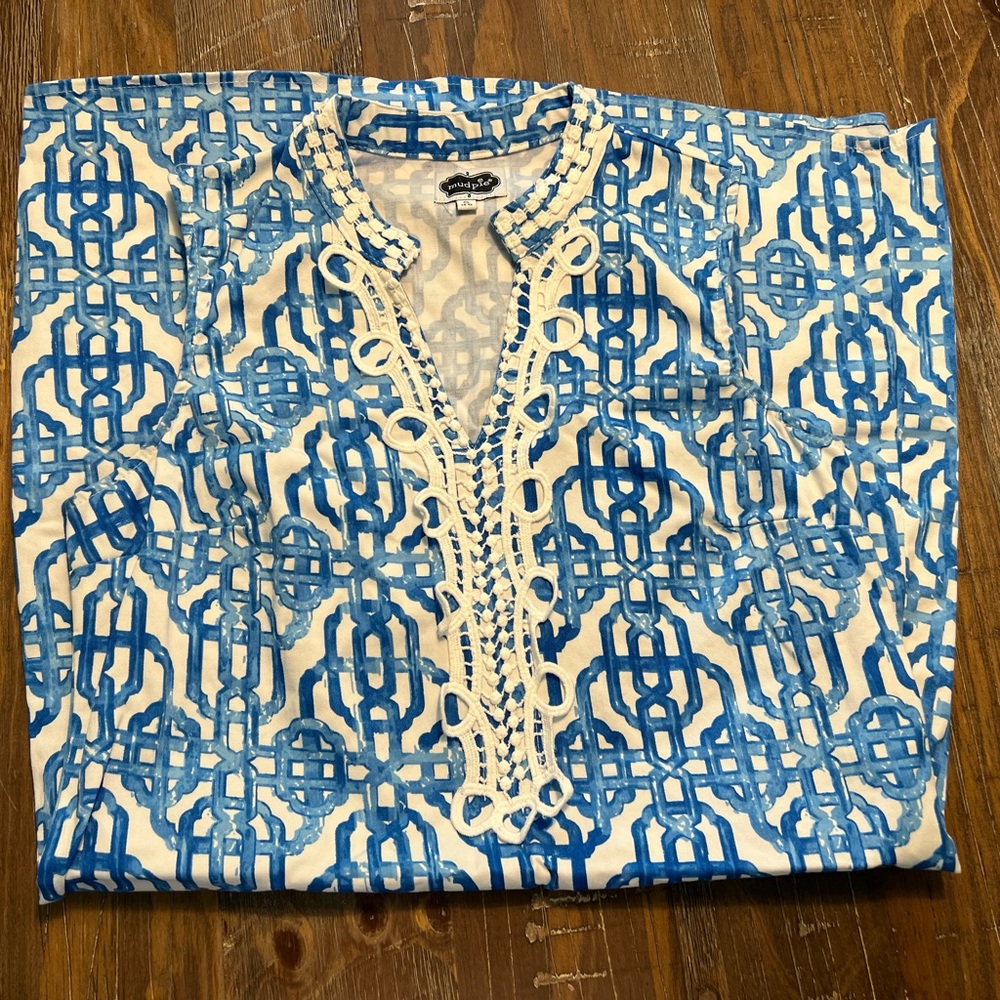 Mudpie Women’s Dress. Size S (4-6). Royal blue and white.